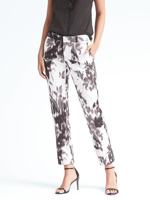 Banana Republic Ryan Fit Sateen Floral Pant - Black Print