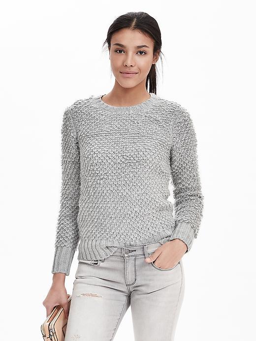 Banana Republic Womens Stitch Crew Pullover Size L - Gray