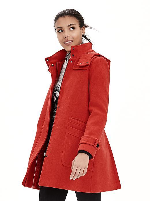 Banana Republic Red Duffle Coat Size L Petite - Lipstick Red