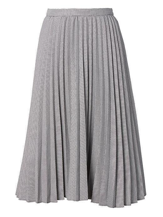 Banana Republic Womens Houndstooth Pleated Midi Skirt - Black & White