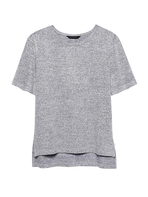 Banana Republic Womens Petite Luxespun Boyfriend Tee With Side Slits Heather Light Gray Size S