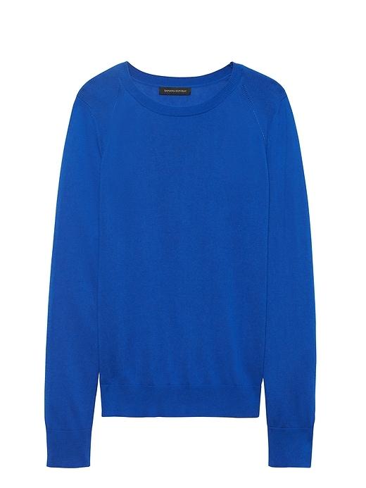 Banana Republic Womens Silk-cotton Crew-neck Sweater Comet Blue Size M