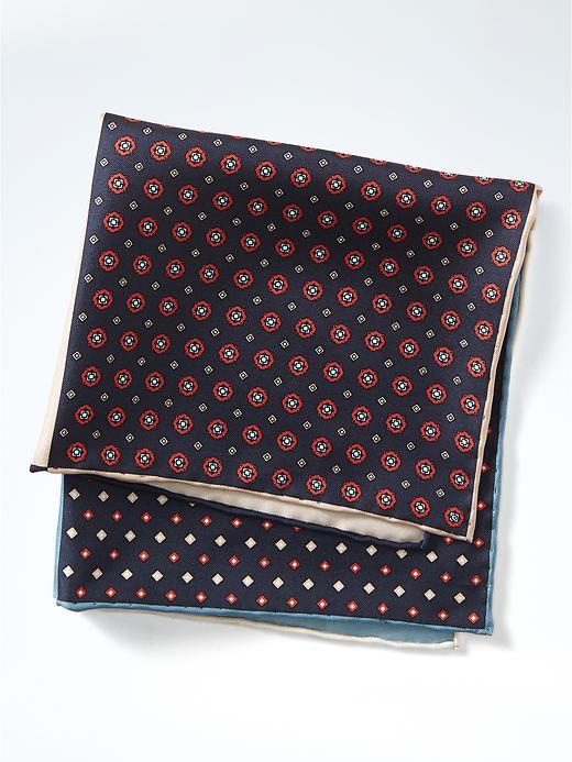 Banana Republic 4 In 1 Silk Pocket Square - Navy