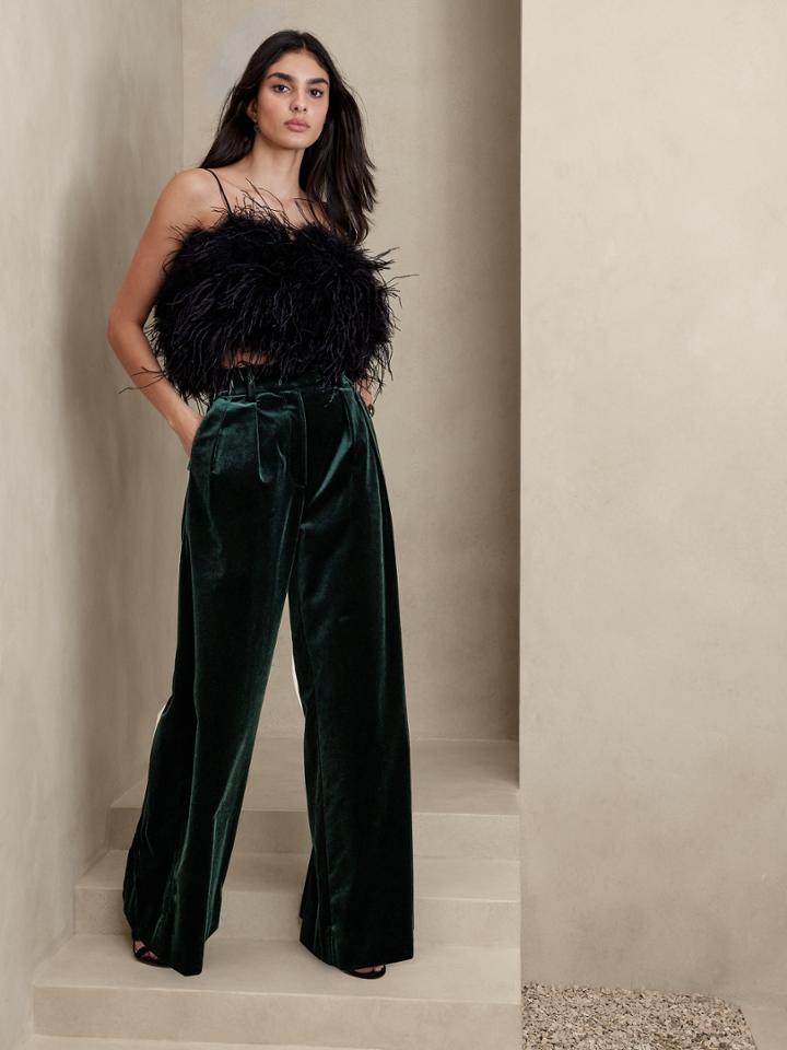 Petite Veluro Relaxed Velvet Pant