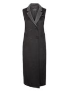 Banana Republic Womens Japan Online Exclusive Wool-blend Long Vest Black & Charcoal Size Xs