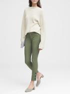 Banana Republic Womens Petite Sloan Skinny-fit Bi-stretch Ankle Pant With Button Hem Flight Jacket Green Size 0