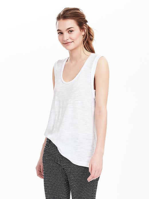 Banana Republic Womens Roll Cuff Cotton Modal Tank Size L - White