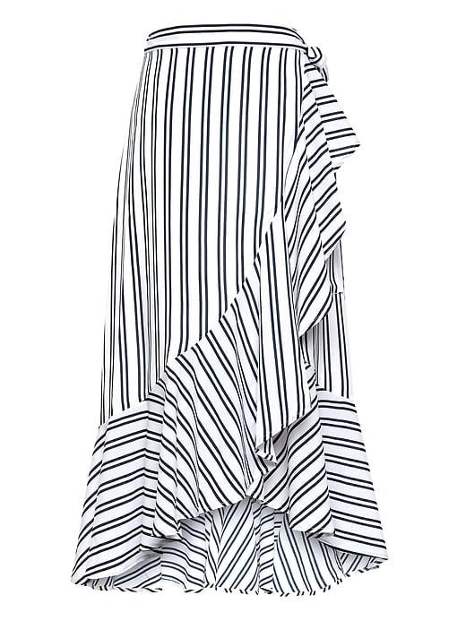 Banana Republic Stripe Ruffle Wrap Midi Skirt