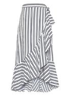 Banana Republic Stripe Ruffle Wrap Midi Skirt
