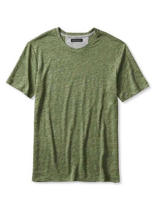Banana Republic Mens Linen Crew Tee Size L Tall - Green