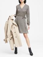 Banana Republic Womens Elephant Print Wrap Dress Black & Beige Elephant Print Size 0