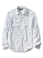 Banana Republic Mens Grant Fit Multi Stripe Custom 078 Wash Shirt Size L Tall - Gold Lichen