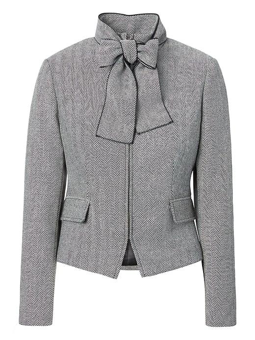 Banana Republic Womens Herringbone Bow Neck Jacket - Black & White