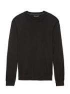 Banana Republic Mens Premium Cotton Cashmere Crew-neck Sweater With Suede Elbow Patches Black Size M