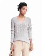 Banana Republic Womens Cashmere Cable Pullover Size L - Pearl Grey