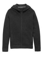 Banana Republic Mens Wool-cashmere Waffle-knit Sweater Hoodie Dark Charcoal Gray Size L