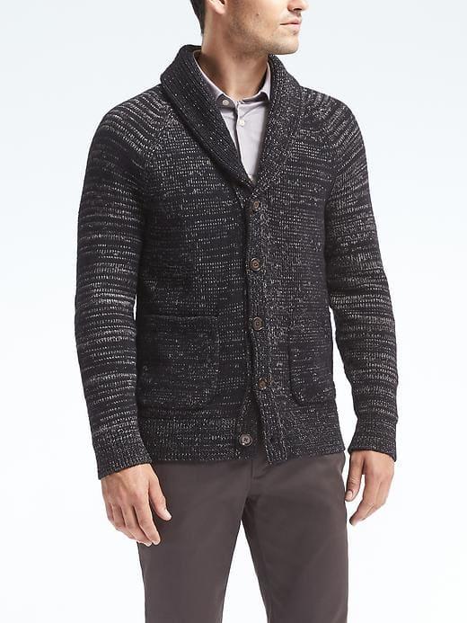 Banana Republic Mens Marled Shawl Cardigan - Navy Star
