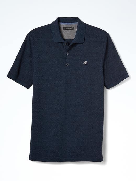 Banana Republic Mens Solid Pique Polo - Hague Blue