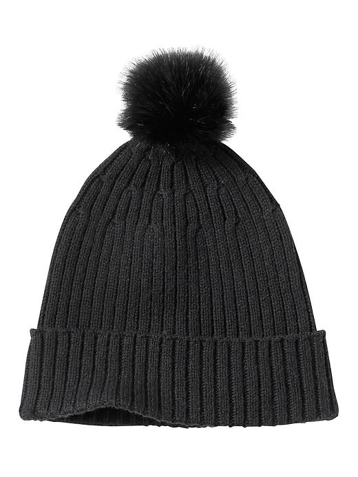 Banana Republic Womens Embroidered Love Pom-pom Beanie Black Size One Size