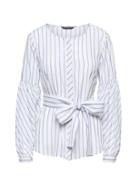 Banana Republic Womens Stripe Bubble-sleeve Top With Optional Tie At Waist White Size M