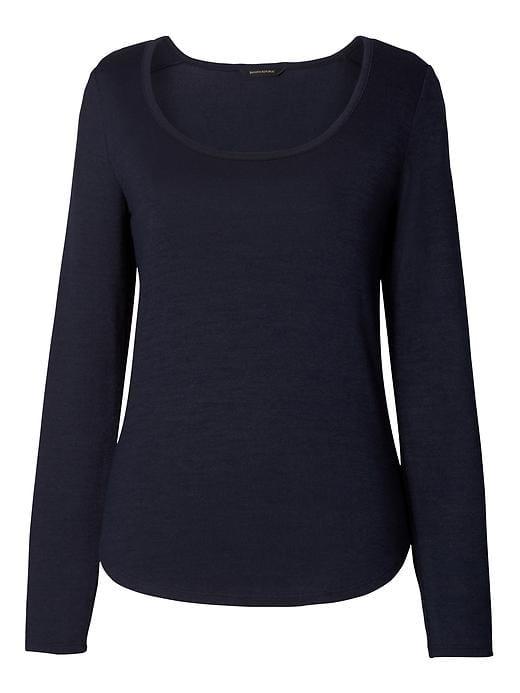 Banana Republic Soft Jersey High Low Curved Hem Tee - Navy
