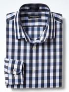 Banana Republic Mens Camden Fit Non Iron Large Gingham Shirt - Navy