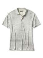 Banana Republic Mens Stripe Linen Polo Size L Tall - Gray Sky