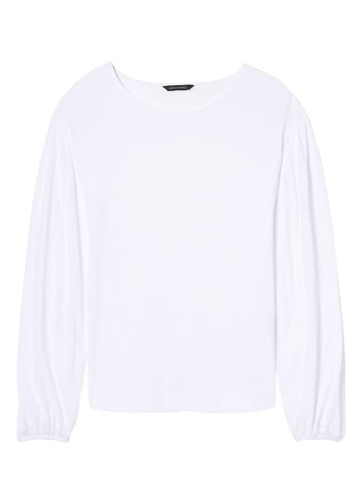 Banana Republic Womens Supima Cotton Bubble-sleeve Top White Size Xs