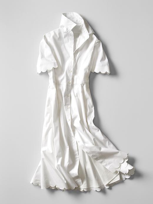 Banana Republic Womens Short Sleeve Scalloped Shirtdress Size 4 - White