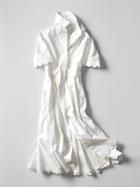 Banana Republic Womens Short Sleeve Scalloped Shirtdress Size 4 - White