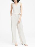 Banana Republic Womens Petite V-neck Tie-waist Jumpsuit White Size 4