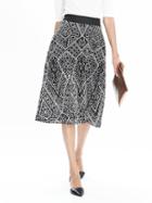 Banana Republic Womens Geo Lace Midi Skirt Size 0 - Black And White