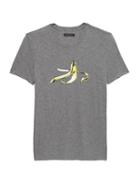 Banana Republic Mens Soft-wash Graphic Crew-neck T-shirt Heather Gray Size Xs