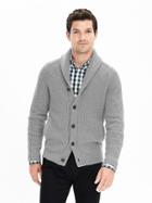 Banana Republic Mens Wool Cashmere Shawl Cardigan Size L Tall - Dark Gray