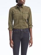 Banana Republic Womens Dillon Fit Denim Utility Shirt - Seaweed