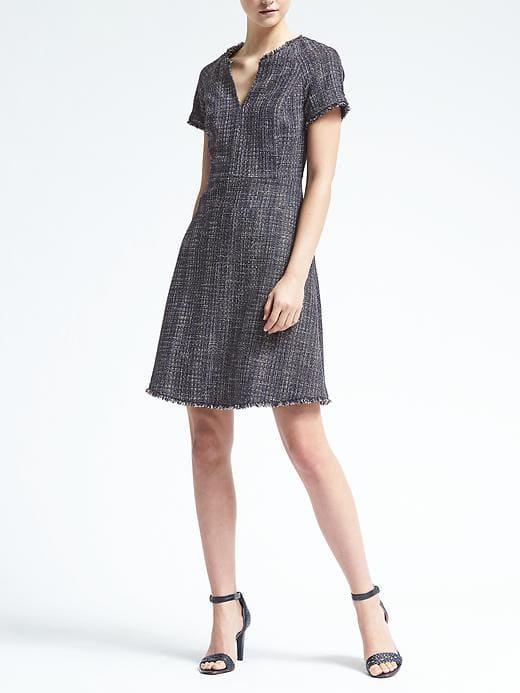 Banana Republic Womens Cap Sleeve Vee Neck Dress - Blue Combo