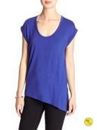 Banana Republic Womens Factory Split Hem Tee Size L Petite - Royal Azure