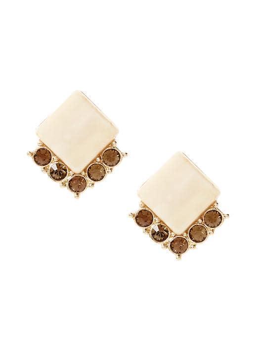 Banana Republic Horn Crystal Stud Earring - Gold