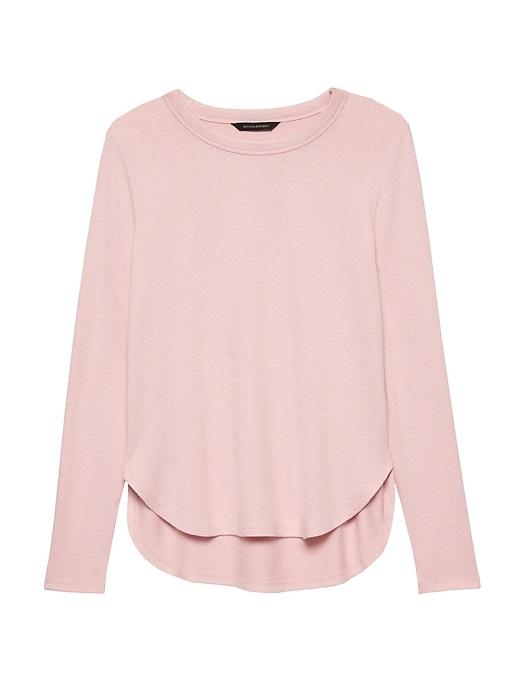 Banana Republic Womens Luxe Spun Curved Hem T-shirt Pink Blush Size Xs