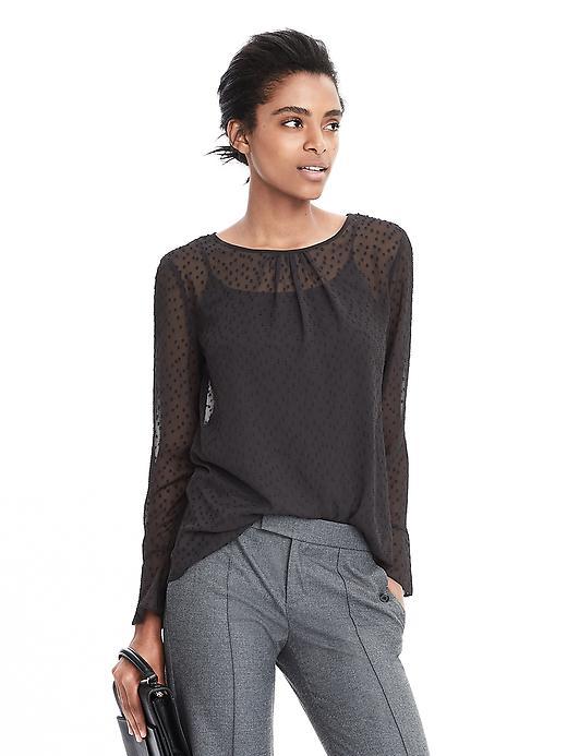 Banana Republic Jacquard Sheer Blouse - Black