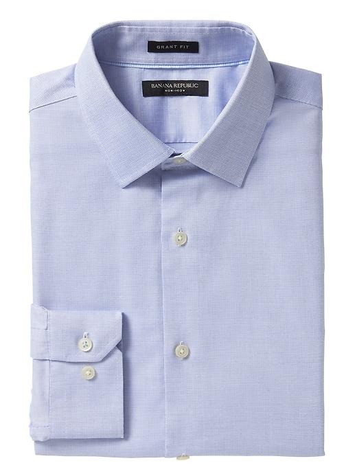 Banana Republic Mens Grant Slim-fit Non-iron Solid Shirt Light Blue Size Xxl