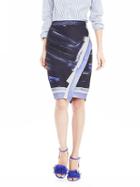 Banana Republic Womens Brushstroke Crossover Pencil Skirt Size 0 - Preppy Navy