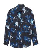 Banana Republic Womens Dillon Classic-fit Anneke Floral Shirt Navy Floral Size Xs