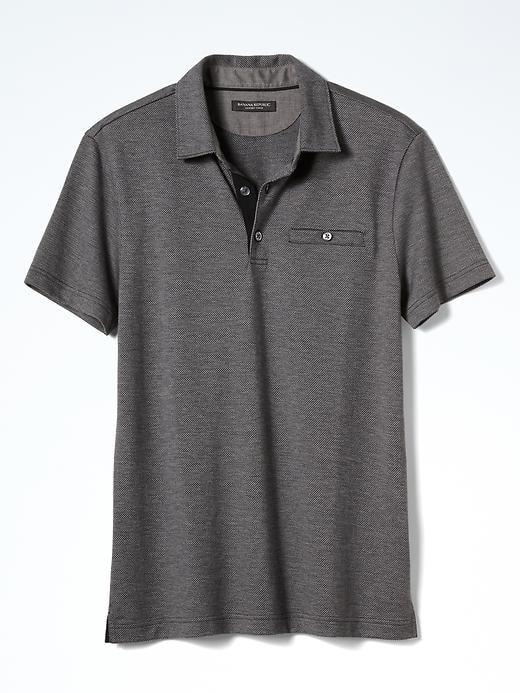 Banana Republic Mens Slim Luxury Touch Jacquard Polo - Black