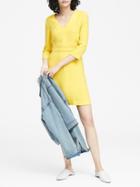 Banana Republic Womens Solid V-neck Fit-and-flare Dress Gold Size 2