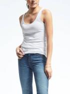 Banana Republic Essential Ribbed Solid Tank - White