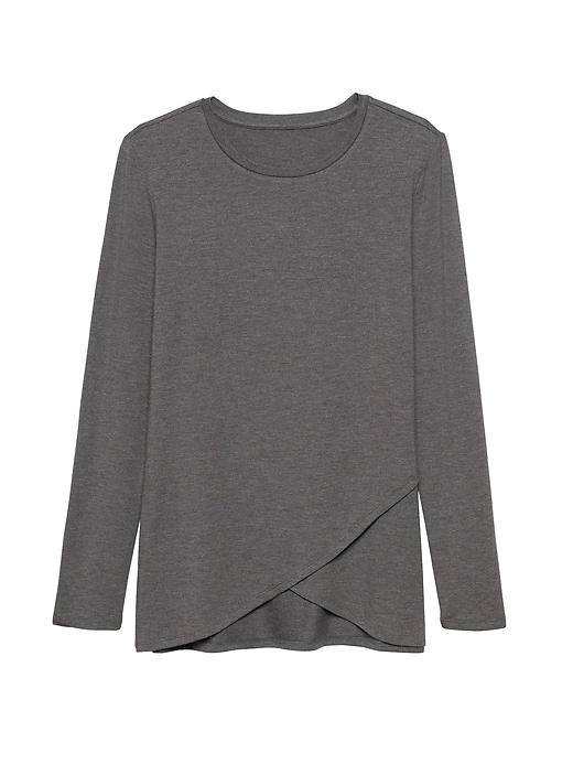 Banana Republic Womens Threadsoft Cross-front T-shirt Heathered Charcoal Size Xs