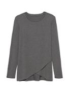 Banana Republic Womens Threadsoft Cross-front T-shirt Heathered Charcoal Size Xs