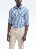 Banana Republic Mens Grant Fit Custom Wash Stripe Shirt - Hawaiian Night