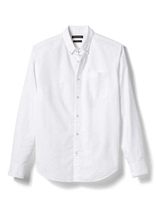 Banana Republic Mens Camden Fit Pocket Oxford Shirt - White